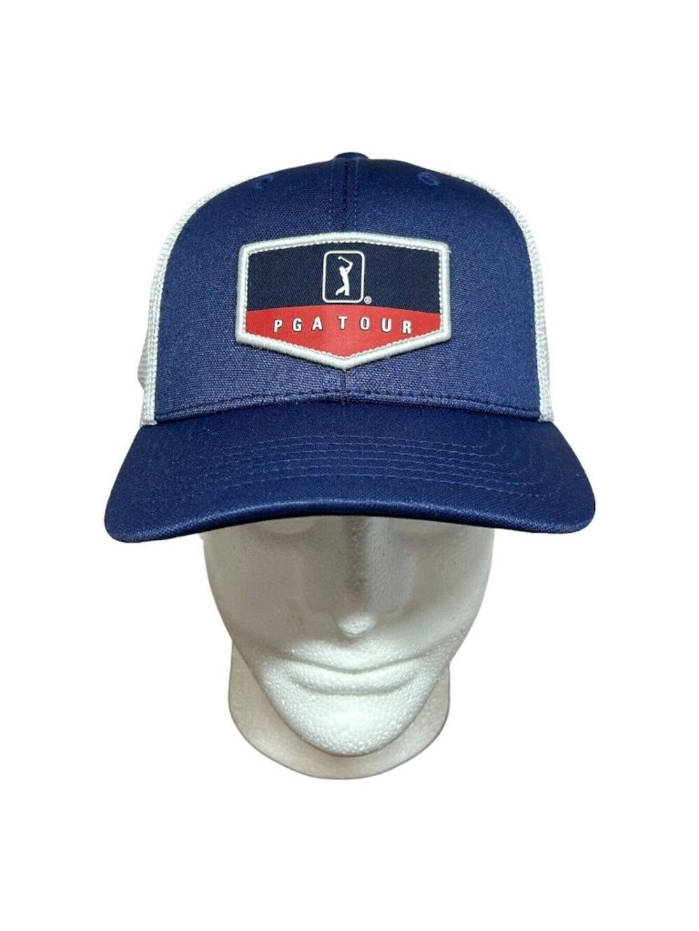 PGA Tour Pro Series Golf Hat Americana Blue Logo Patch White Trucker Snapback